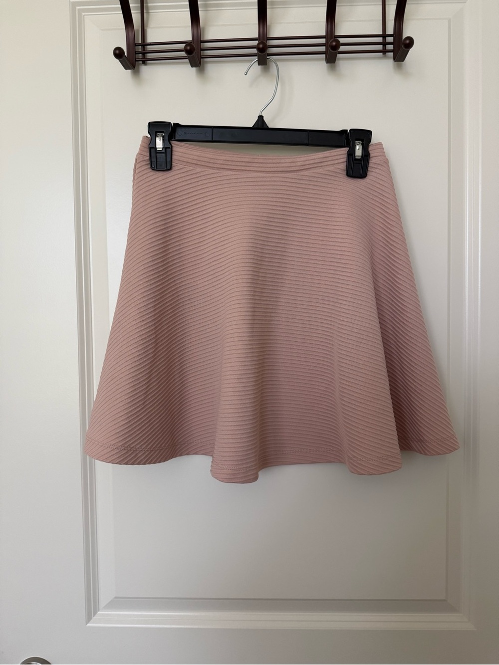 ASOS Flared Ribbed Skirt in Blush Pink